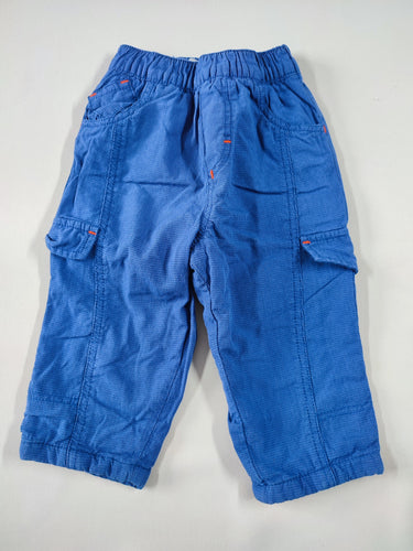 Pantalon cargo doublé jersey bleu ligné bleu marine, moins cher chez Petit Kiwi