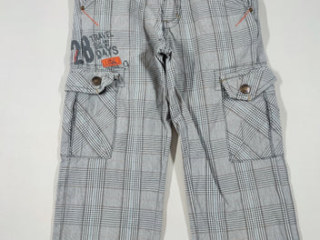 Pantalon cargo à carreaux gris/blanc