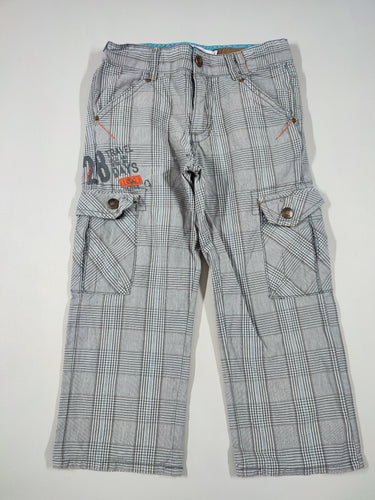 Pantalon cargo à carreaux gris/blanc, moins cher chez Petit Kiwi