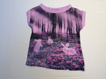 T-shirt m.c mauve forêt/lapins