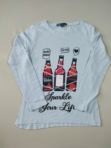T-shirt m.l bleu ciel bouteilles "Sparkle your life", moins cher chez Petit Kiwi