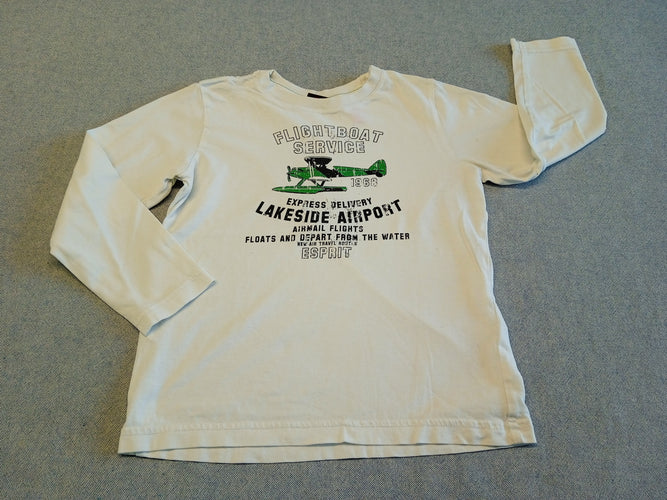 T-shirt m.l blanc avion vert, moins cher chez Petit Kiwi