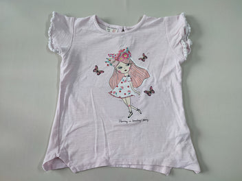 T-shirt m.c rose clair fille avec couronne de fleurs