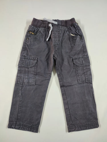 Pantalon cargo gris foncé doublé jersey, moins cher chez Petit Kiwi