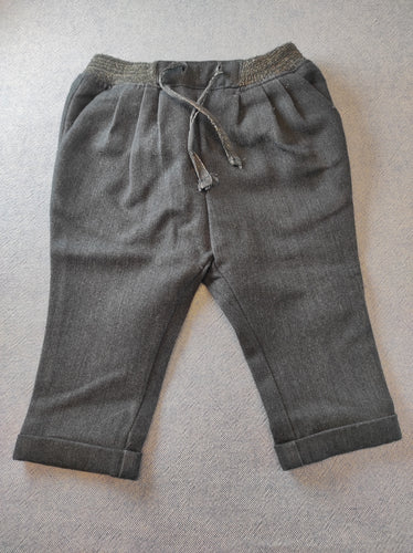 Pantalon anthracite chiné , taille élastique avec fils dorés, moins cher chez Petit Kiwi