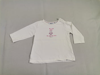 T-shirt m.l blanc - lapin et inscription rose