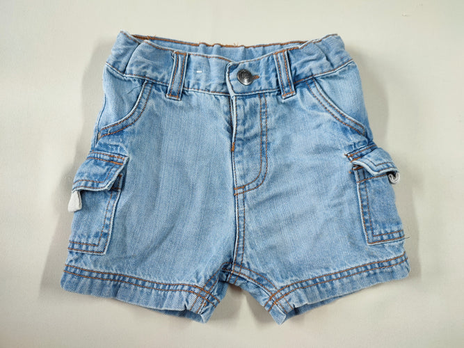 Short jeans bleu clair poches latérales, moins cher chez Petit Kiwi