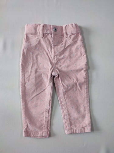 Pantalon velours côtelé rose coeurs à paillettes, moins cher chez Petit Kiwi