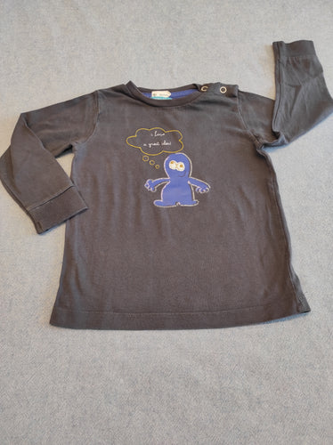 T-shirt m.l gris personnage bleu " i have a great iclea!", moins cher chez Petit Kiwi