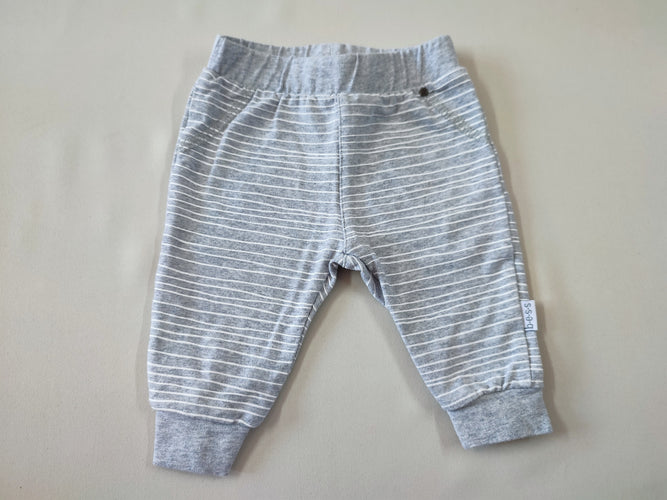 Pantalon jersey gris clair fines lignes blanches , b.e.s.s., moins cher chez Petit Kiwi