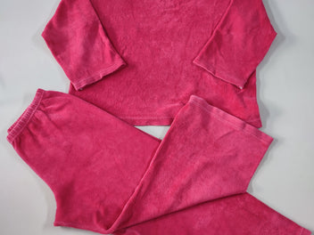 Pyjama 2pcs velours rose vif / pantalon court (quelques accrocs)