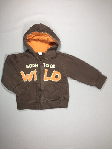 Sweat zippé à capuche brun "Born to be Wild", moins cher chez Petit Kiwi