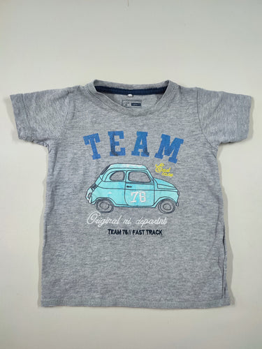 T-shirt m.c gris chiné voiture "Team", moins cher chez Petit Kiwi