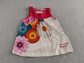 Robe s.m dessus rouge dessous blanc motif grosses fleurs 