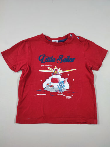 T-shirt m.c rouge phare "Little sailor", moins cher chez Petit Kiwi