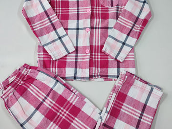 Pyjama 2 pcs coton à carreaux rose/blanc/gris