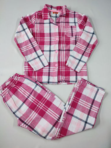 Pyjama 2 pcs coton à carreaux rose/blanc/gris, moins cher chez Petit Kiwi