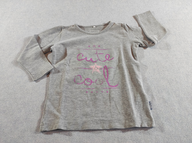 T-shirt m.l gris flammé "cute cool", moins cher chez Petit Kiwi