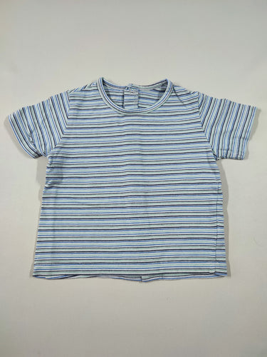 T-shirt m.c ligné gris/bleu marine/vert/bleu, moins cher chez Petit Kiwi