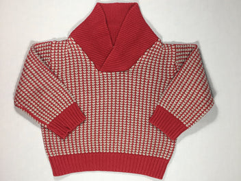 Pull rouge et gris - maille 