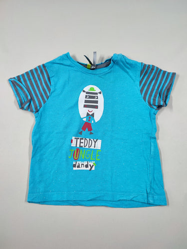 T-shirt m.c turquoise "Teddy jungle dandy", moins cher chez Petit Kiwi