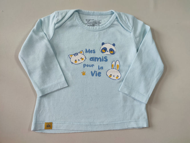 T-shirt m.l bleu clair "Mes amis pour la vie", moins cher chez Petit Kiwi