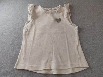 T-shirt s.m blanc coeur en paillettes argentées
