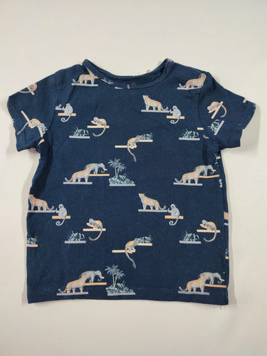 T-shirt m.c bleu marine singes, moins cher chez Petit Kiwi