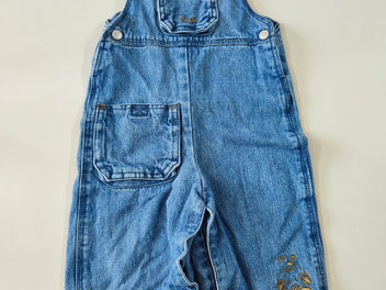 Salopette jeans broderie ourson poche sur le devant