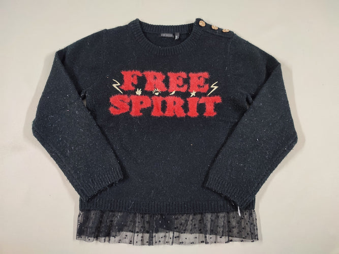 Pull mailles noir bas en tulle  "Free spirit", moins cher chez Petit Kiwi