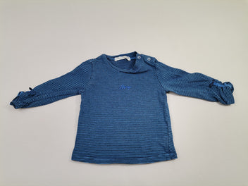 T-shirt m.l bleu ligné bleu foncé - Gymp strass - manche plissée