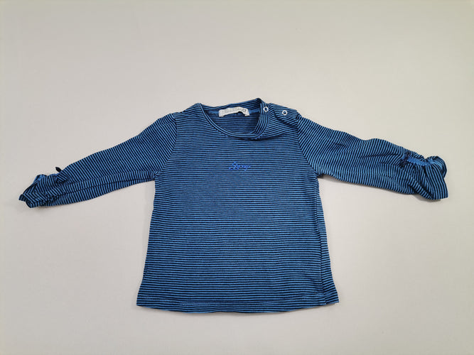 T-shirt m.l bleu ligné bleu foncé - Gymp strass - manche plissée, moins cher chez Petit Kiwi