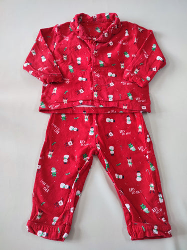 Pyjama 2 pcs flanelle rouge motifs Noël "Ho ho ho!", moins cher chez Petit Kiwi