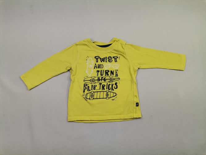 T-shirt m.l jaune skate "Twist and turn", moins cher chez Petit Kiwi