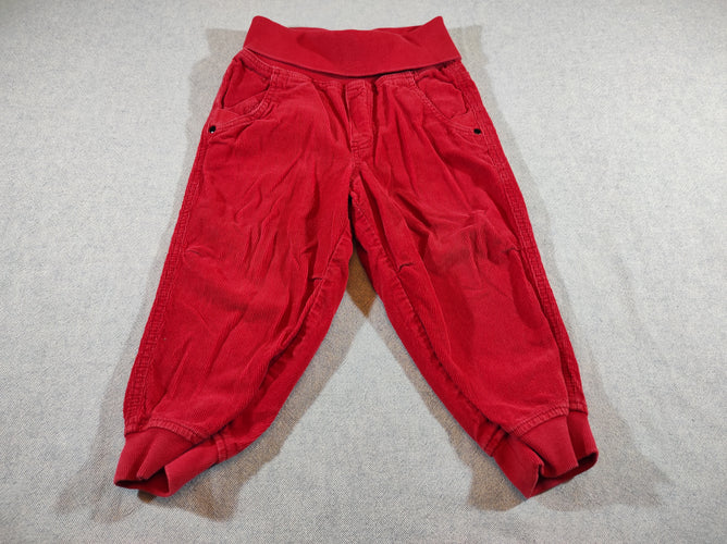 Pantalon velours côtelé rouge  taille et chevilles élastiques, moins cher chez Petit Kiwi