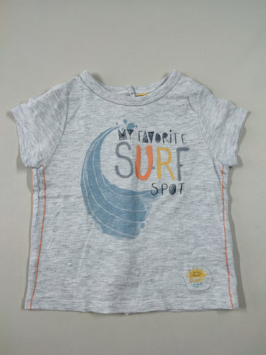 T-shirt m.c gris chiné "My favorite surf spot", moins cher chez Petit Kiwi