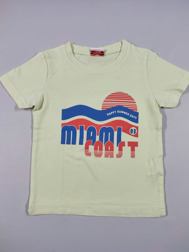 T-shirt m.c jaune pêle '"Miami coast", moins cher chez Petit Kiwi
