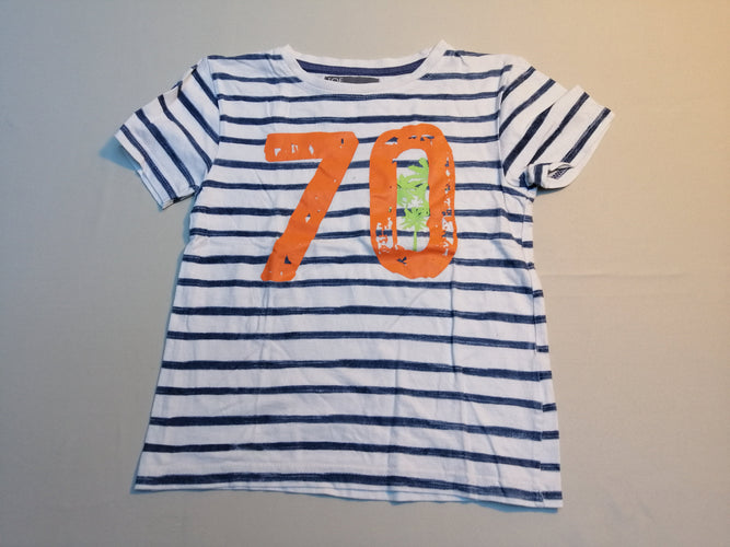 T-shirt m.c blanc ligné bleu 70, moins cher chez Petit Kiwi