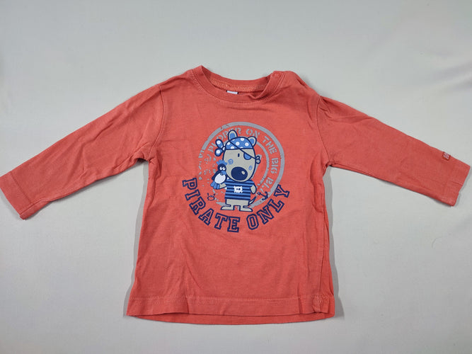 T-shirt m.l orange chien pirate "Pirate only", moins cher chez Petit Kiwi