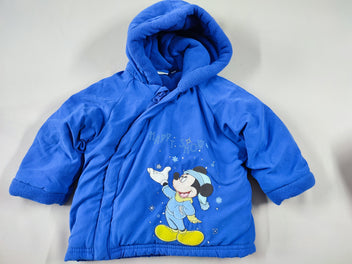 Manteau bleu à capuche doublé velours Mickey