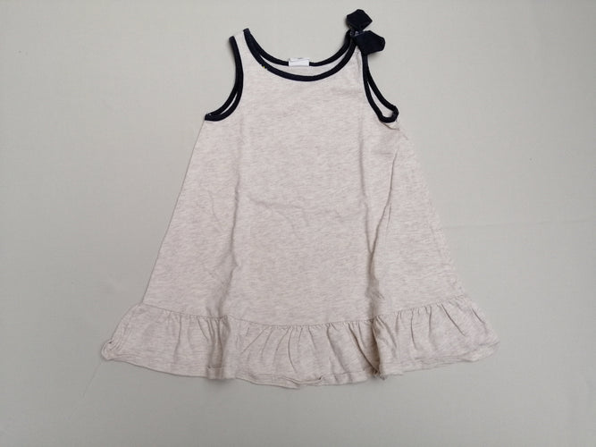 Robe s.m beige chiné noeud bleu marine, moins cher chez Petit Kiwi