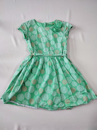 Robe m.c avec jupon verte ronds lignés blancs et roses, moins cher chez Petit Kiwi