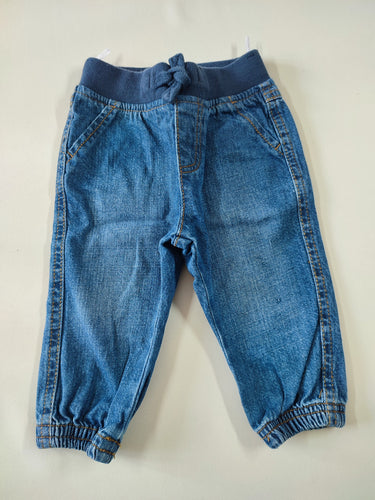 Jeans bleu taille et chevilles élastiques, moins cher chez Petit Kiwi