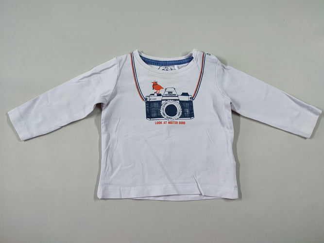 T-shirt m.l blanc appareil photo, moins cher chez Petit Kiwi