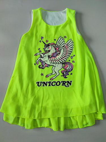 Robe s.m en voile jaune fluo licorne, moins cher chez Petit Kiwi