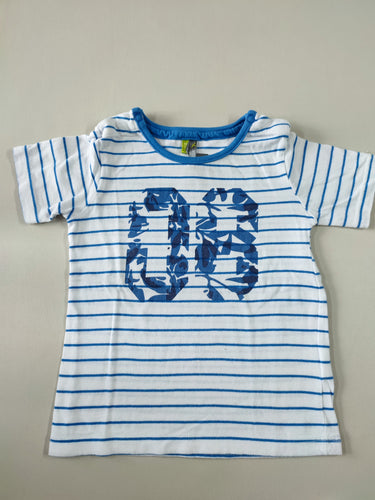 T-shirt m.c blanc fines lignes bleues 08, moins cher chez Petit Kiwi