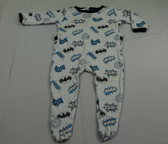 Pyjama jersey  gris chiné - "Batman" - pied antidérapant, très légèrement bouloché, moins cher chez Petit Kiwi
