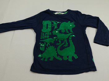 T-shirt m.l bleu - dinosaures vert velours