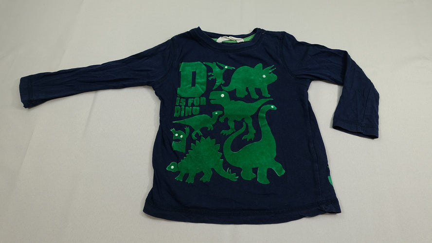 T-shirt m.l bleu - dinosaures vert velours, moins cher chez Petit Kiwi