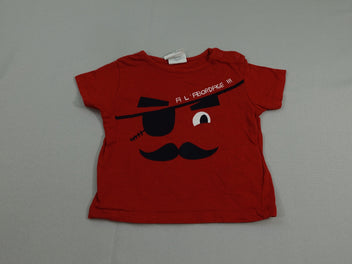 T-shirt m.c rouge - visage pirate noir - 